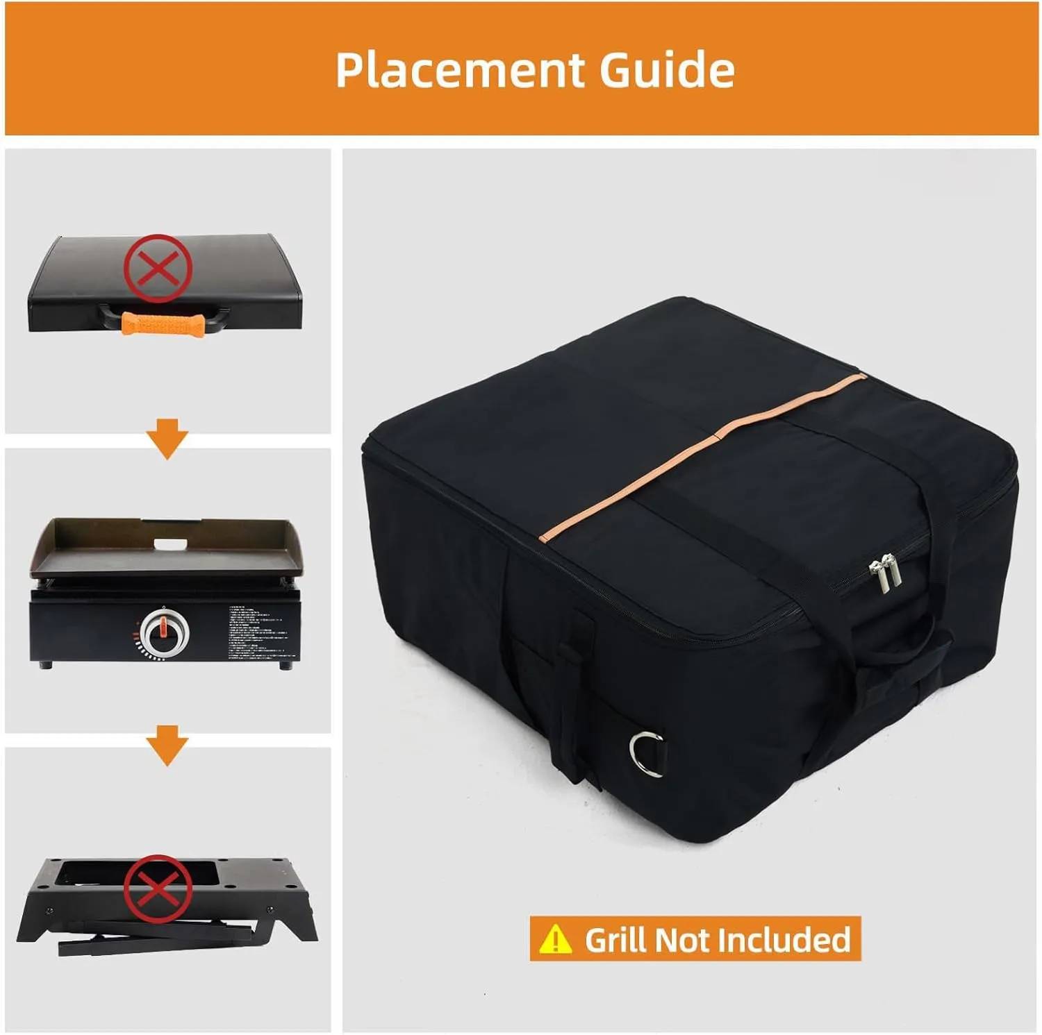 NOELIFE Padded Carry Bag for Blackstone 17 inch Tabletop Griddle without Hood, 600D water-resistant Outdoor Griddle Carrying Case Fit for Blackstone 1971 1650, Black (Bag Only)