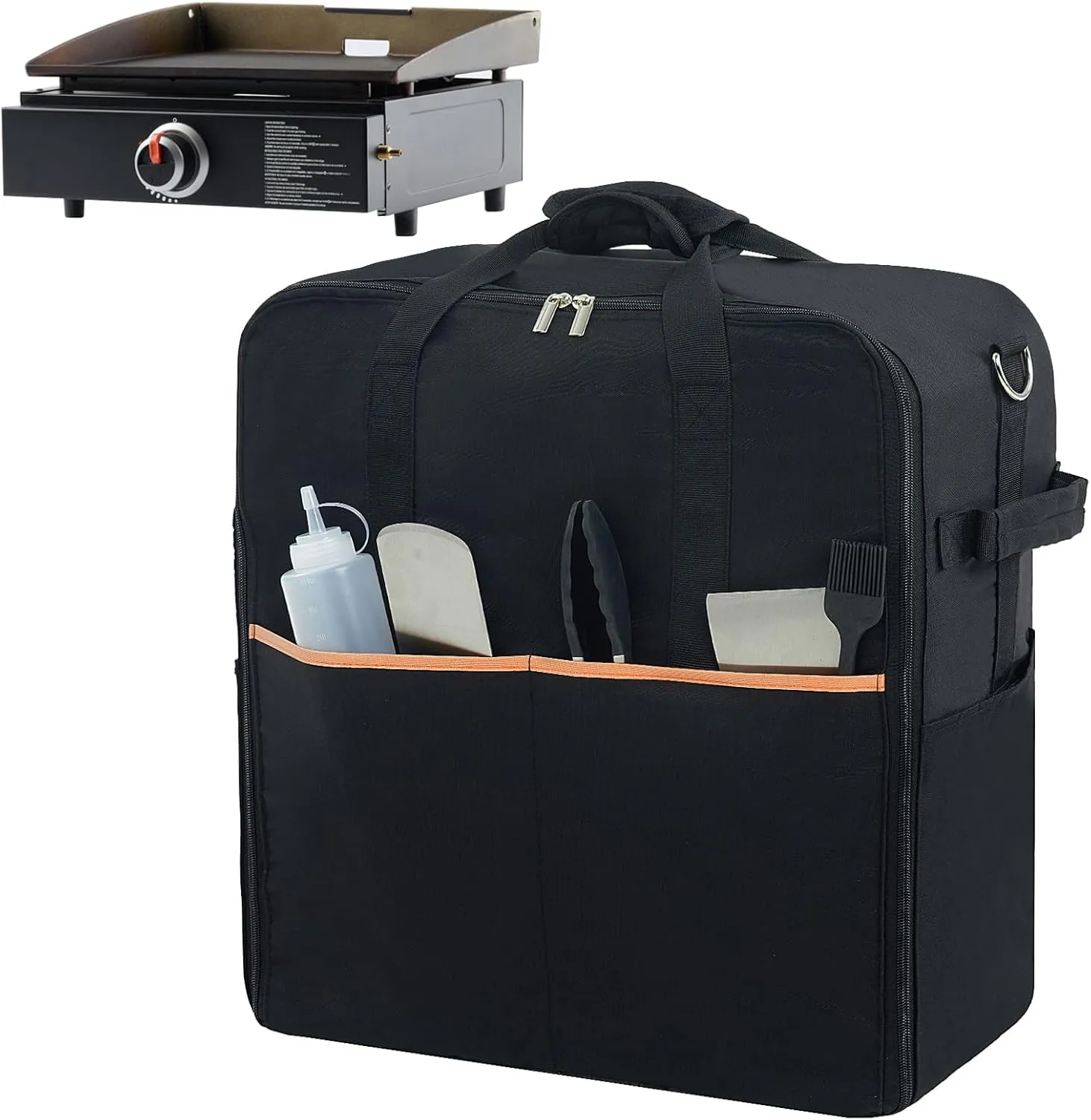 NOELIFE Padded Carry Bag for Blackstone 17 inch Tabletop Griddle without Hood, 600D water-resistant Outdoor Griddle Carrying Case Fit for Blackstone 1971 1650, Black (Bag Only)