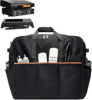 NOELIFE Padded Carry Bag for Blackstone 22 Inch Griddle & 17 Inch Tabletop Griddle with Hood Lid on Stand, 600D Water-resistant Outdoor Grill Carrying Case Fit for Model 1891 & 1814, Black (Bag Only)