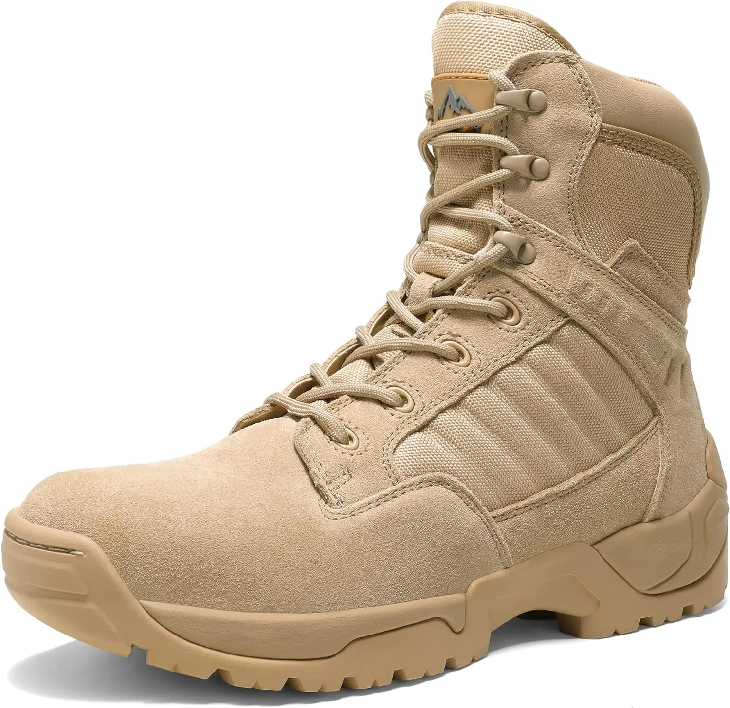 NORTIV 8 Men's Military Tactical Work Boots Side Zipper Leather Motorcycle Combat Boots Trooper(6-8 Inches)