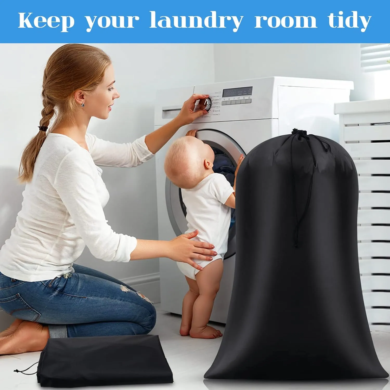 Nuanchu 2 Pcs 40 x 60 Extra Large Laundry Bag Giant Storage Laundry Reusable Multipurpose Bag for Damp Proof Luggage Suitcase Clothes Comforters Furniture Blankets Cover