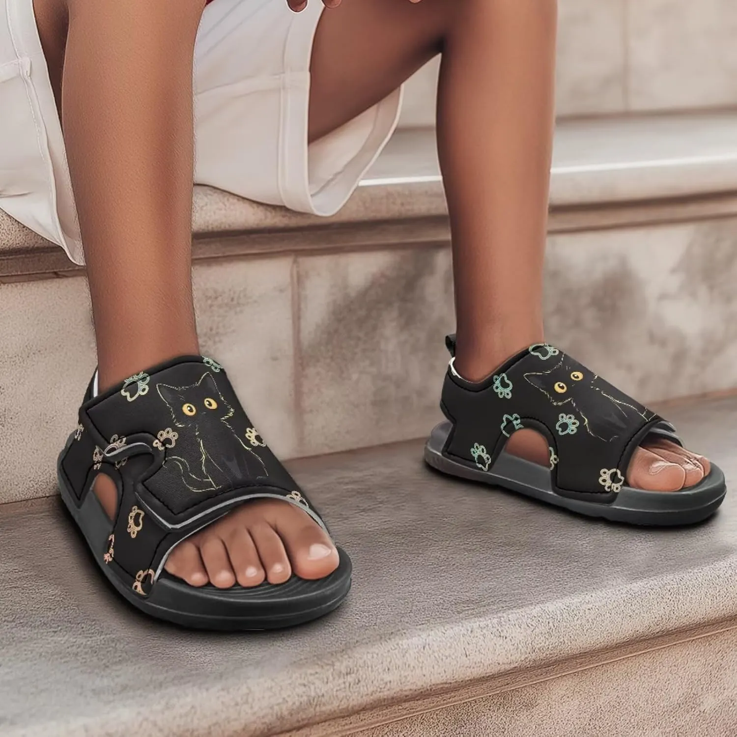 Nylon buckle Kids Cartoon Sandals for Boys Girls Suitable for Outdoor Play Walking Shoes
