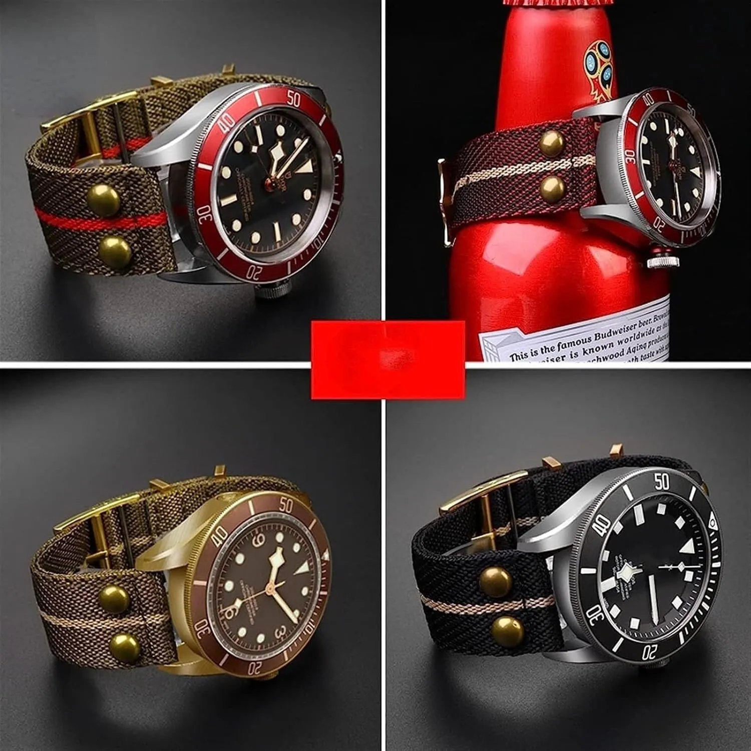 Nylon Fabric Strap For Omega Seamaster 300 Canvas WatchBand 20mm 22mm Rivet Wrist Bracelets