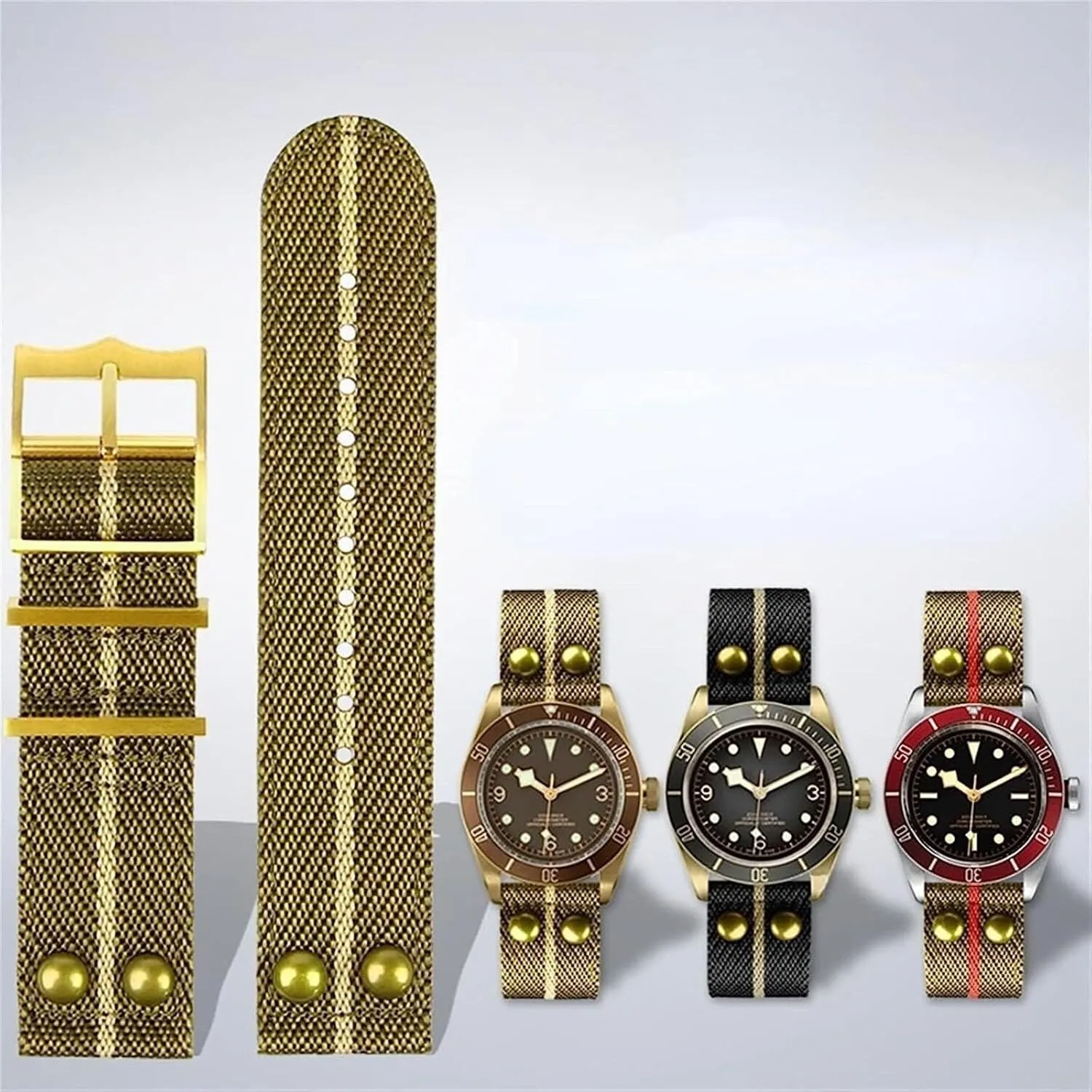 Nylon Fabric Strap For Omega Seamaster 300 Canvas WatchBand 20mm 22mm Rivet Wrist Bracelets