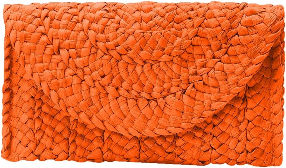 Obosoyo Women's Straw Clutch Handbag, Purse Envelope Wallet, Summer Beach Woven Bag
