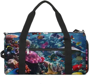 Ocean Fish Swim Gym Bag for Men Women Lightweight Duffel Bag Sports Workout Bag for Travel Yoga