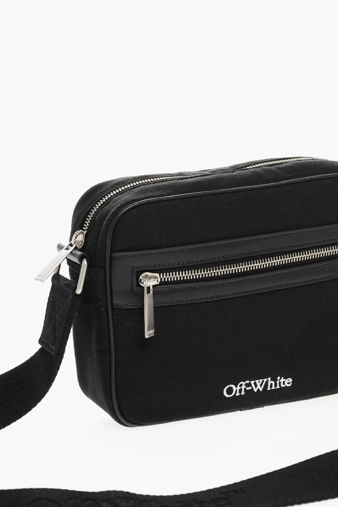 Off-White Canvas Camera Bag with Embroidered Logo