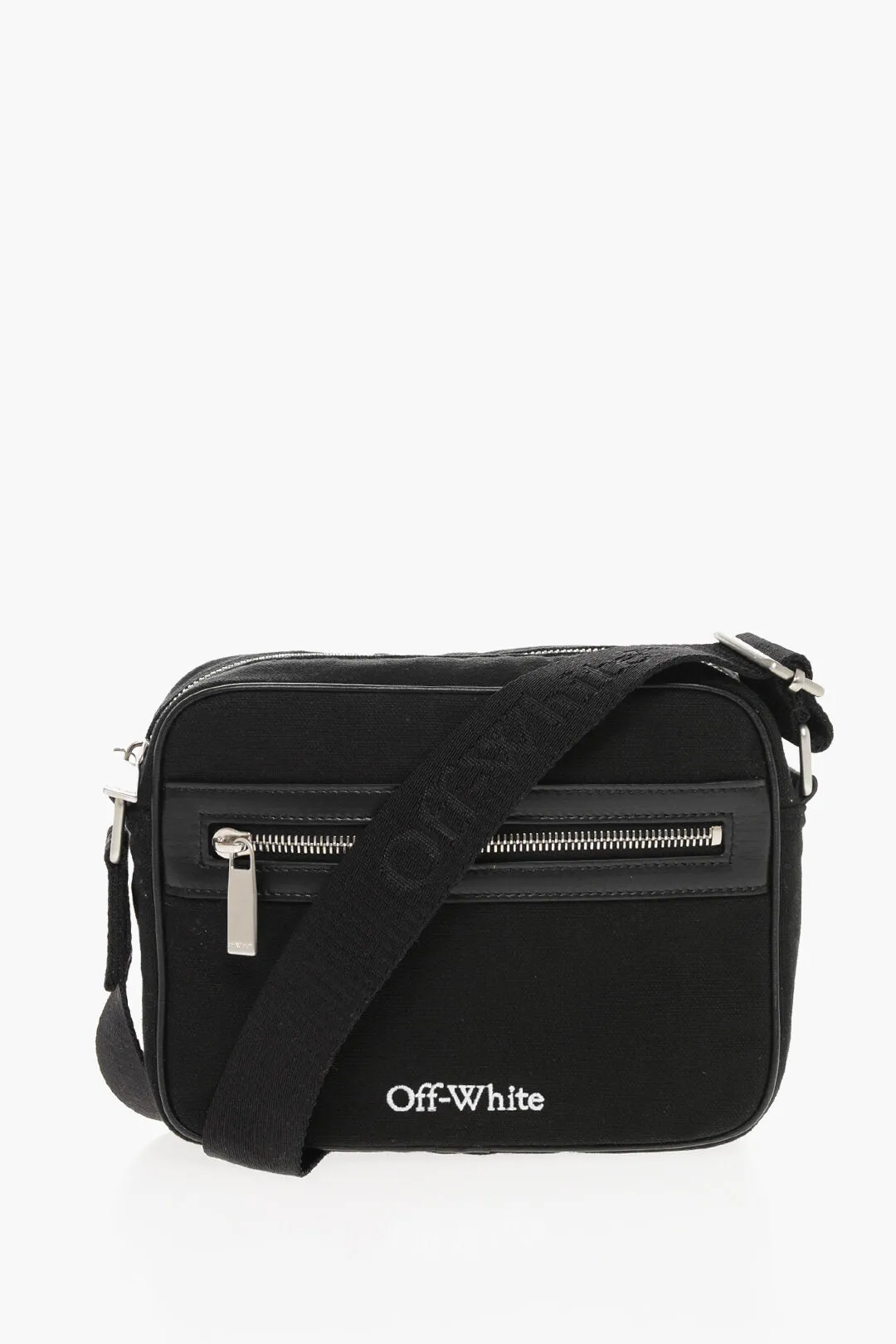 Off-White Canvas Camera Bag with Embroidered Logo