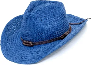 Old Stone Straw Cowboy Cowgirl Hat for Men/Women Unisex Summer Winter Wide Brim Sun Hat Dallas Western Style for Safari Fishing Beach Golf Hiking Multipurpose,Chloe Denim