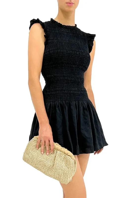 Olga Berg Amalia Pleated Woven Clutch | Natural