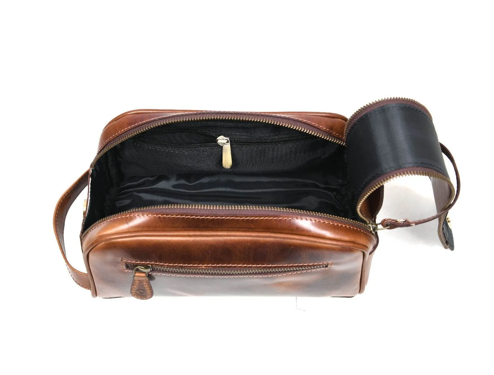 Omaha Leather Toiletry Bag - Hickory Brown