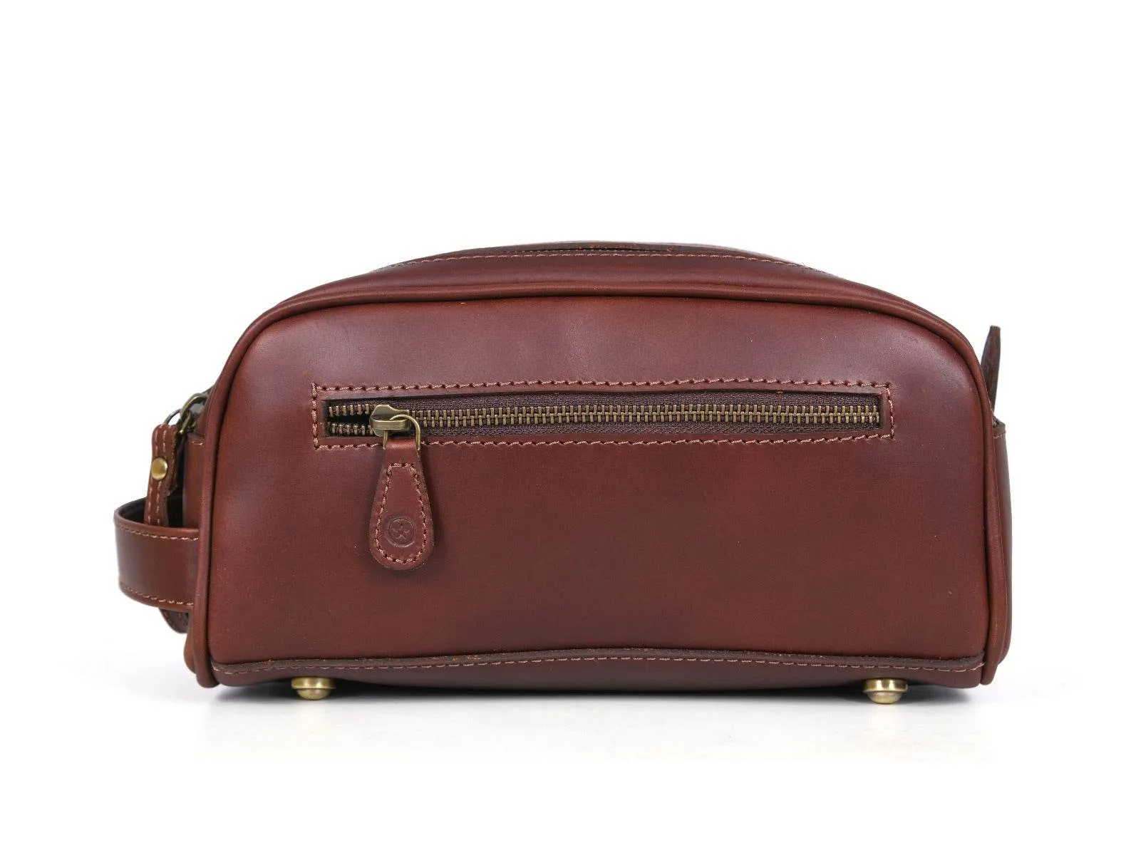 Omaha Leather Toiletry Bag - Pecan Brown