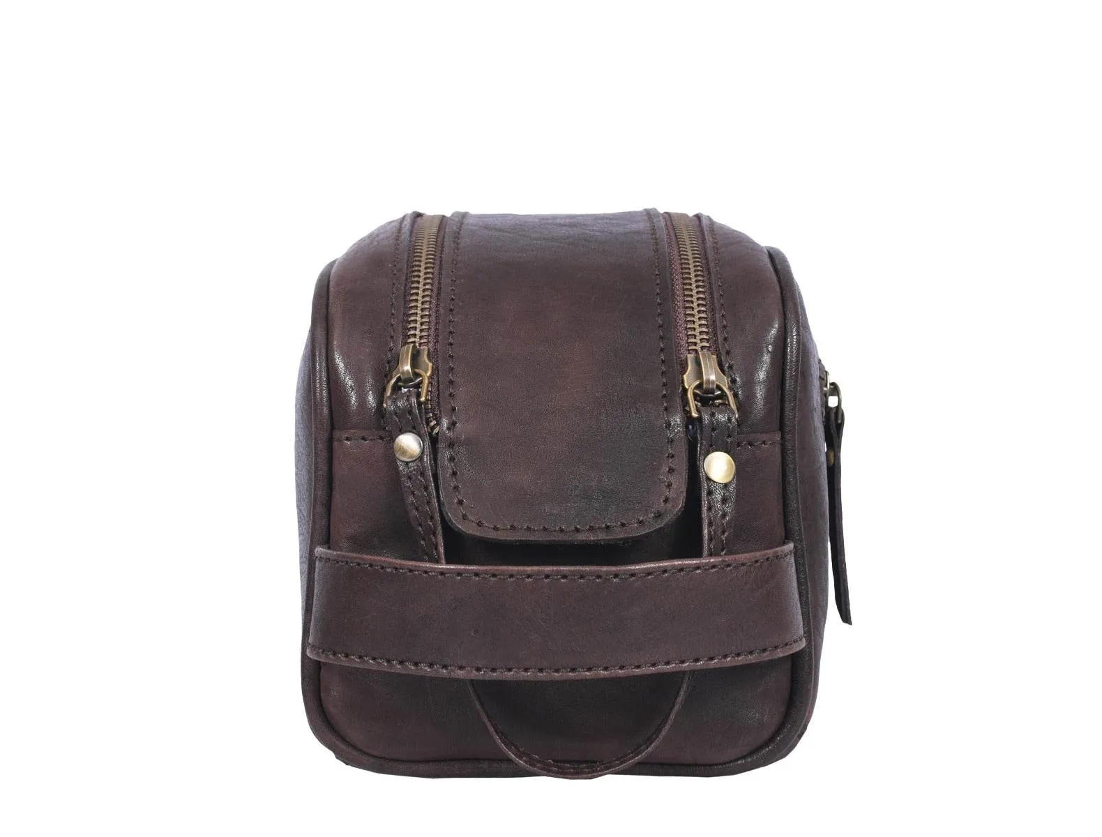 Omaha Leather Toiletry Bag - Walnut Brown