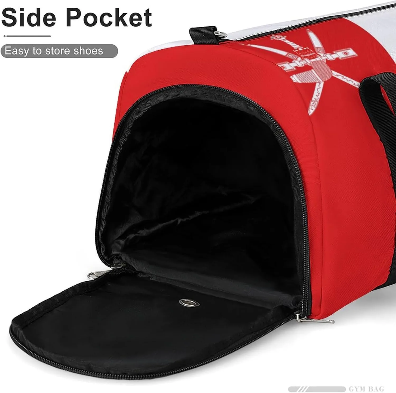 Oman Flag Gym Duffel for Boys Girls with Waterproof Shoe Compartment Tote