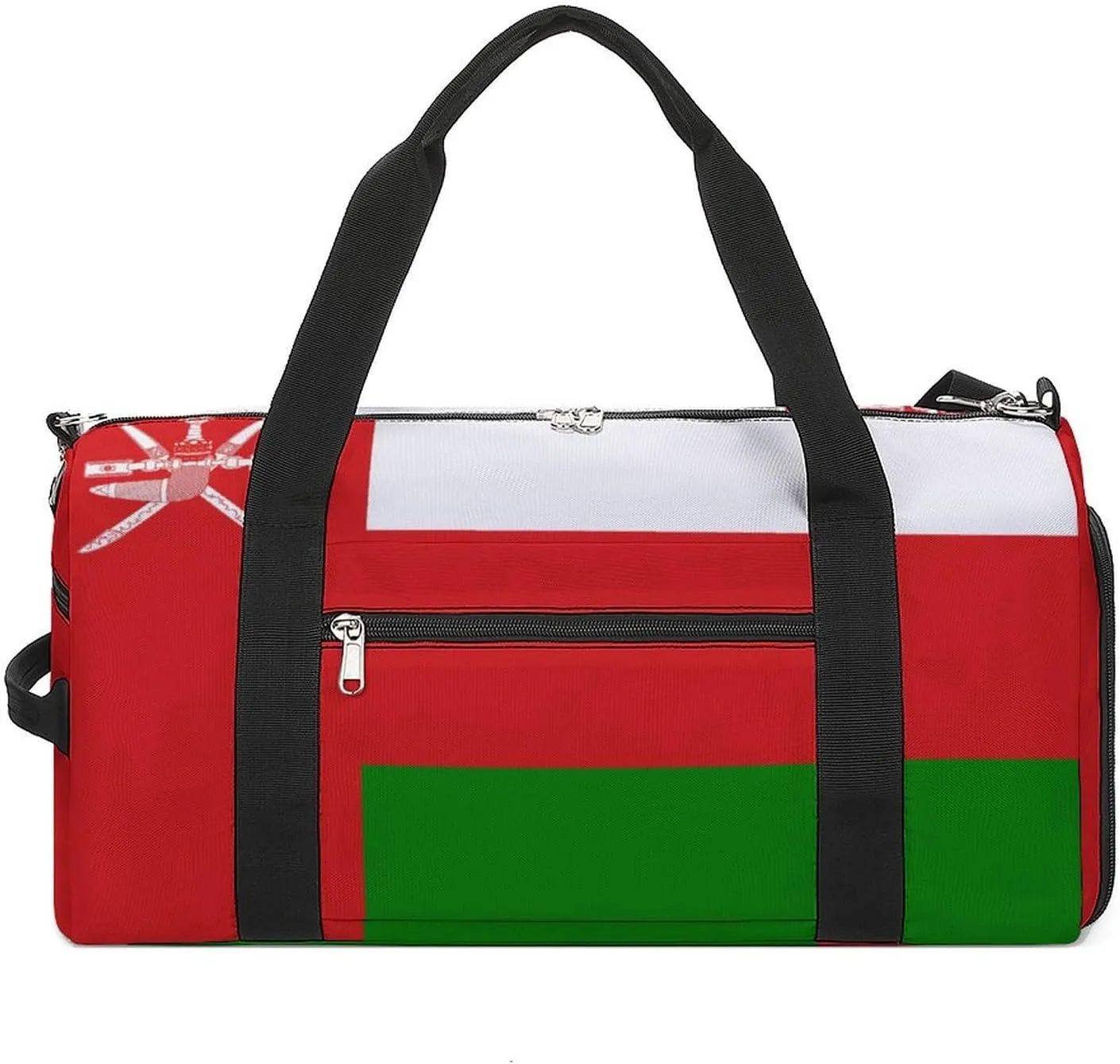 Oman Flag Gym Duffel for Boys Girls with Waterproof Shoe Compartment Tote