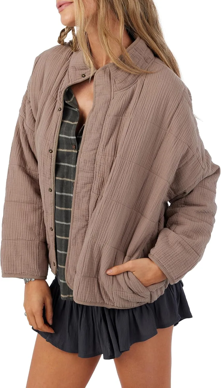 O'NEILL Women's Oversized Quilted Jacket - Lightweight Jackets for Women with Pockets - Casual and Comfortable