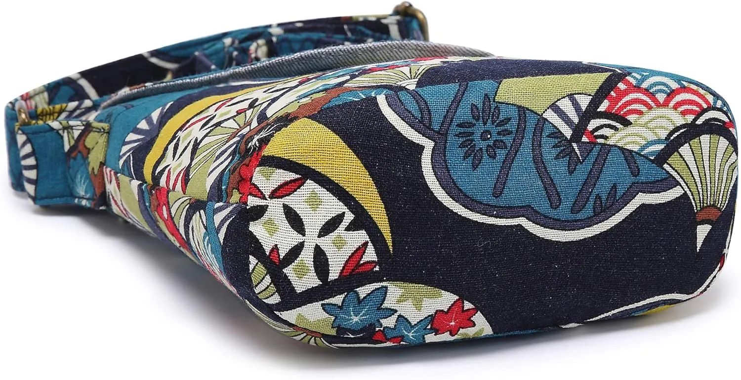 OPQRSTU Women's Retro Small Size Canvas Shoulder Bag Hippie Boho Crossbody Handbag