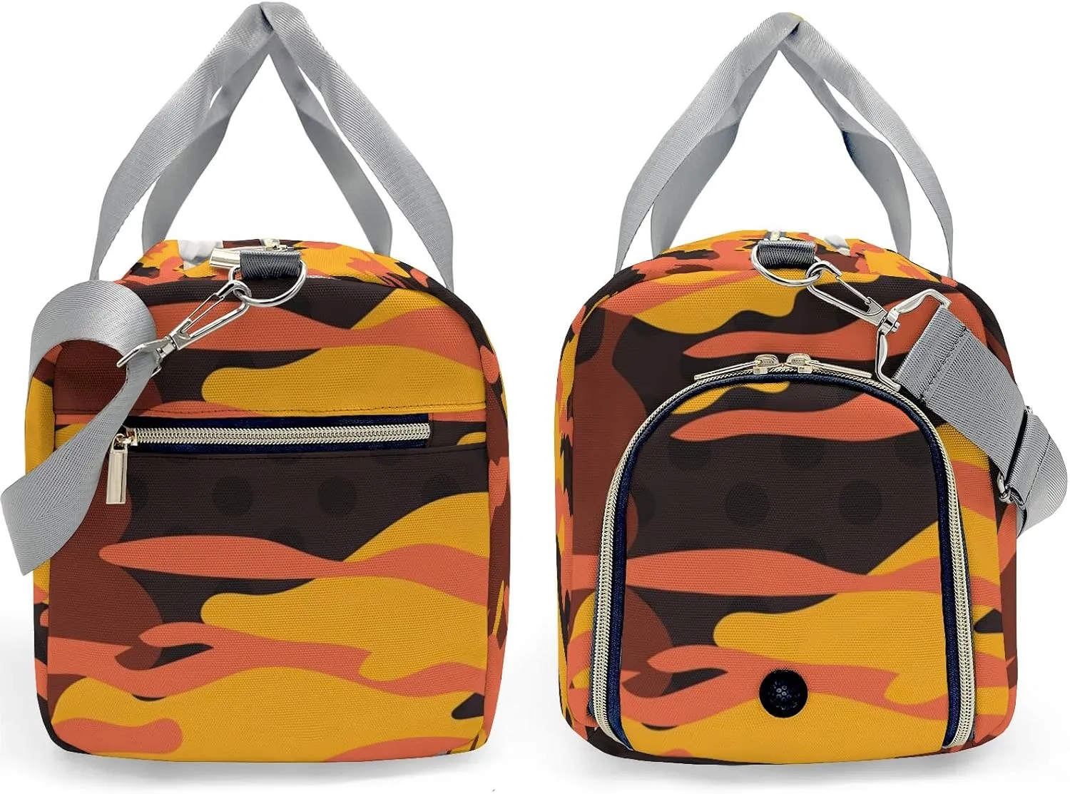 Orange Camouflage Pattern Duffel Backpack Waterproof Multifunctional Daypack Gym Yoga Sport with Name Gift
