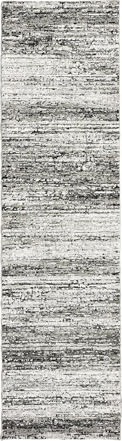 Oriental Weavers Atlas Area Rug - 8037G - 2'6" x 12' - in Ash/Charcoal - Modern Abstract Style, Stain Resistant, Family and Pet Friendly, Entryway, Hallway Runner Rug