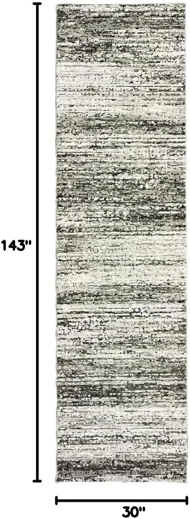 Oriental Weavers Atlas Area Rug - 8037G - 2'6" x 12' - in Ash/Charcoal - Modern Abstract Style, Stain Resistant, Family and Pet Friendly, Entryway, Hallway Runner Rug