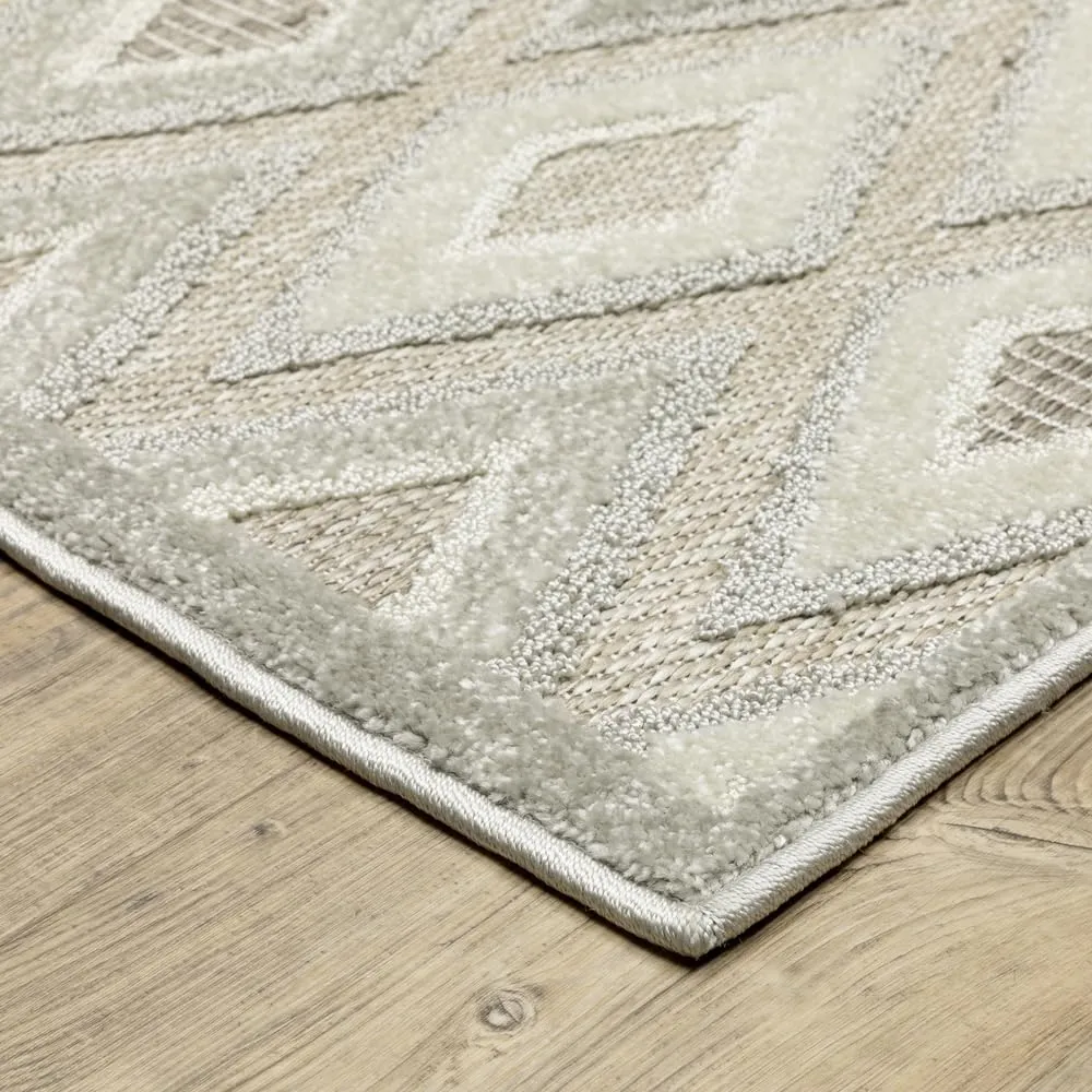 Oriental Weavers Tangier Area Rug - TAN02-3'3" x 5' - in Beige/Grey - Eclectic Global Style, Stain Resistant, Family and Pet Friendly, Entrway, Bedroom Rug