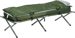 Outdoor Camping Cot, Outdoor Folding Bed Set with Mattress, Sleeping Bag, Pillow, and Carry Bag, Comfortable and Portable, for Travel Camp Beach