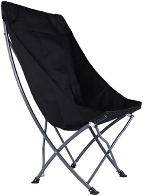 Outdoor Folding Chair Portable Camping Thickening Fishing Back Stool Lunch Break Recliner Outdoor Events Picnic Folding Camping Chair (Color : Black)