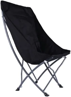 Outdoor Folding Chair Portable Camping Thickening Fishing Back Stool Lunch Break Recliner Outdoor Events Picnic Folding Camping Chair (Color : Black)