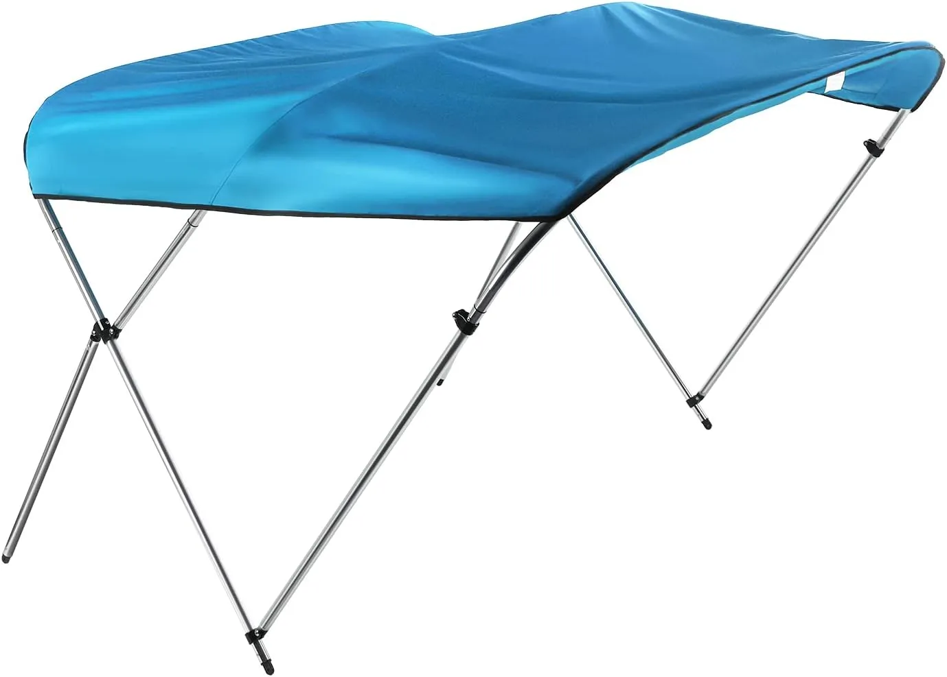 Outdoor Marine Sunshade, Three Arch Wind Rain Proof Rectangular Top Cover, 600D Oxford Cloth UV Resistant Aluminum Alloy Frame Detachable and Foldable Design Marine Vertical Bracket, Blue