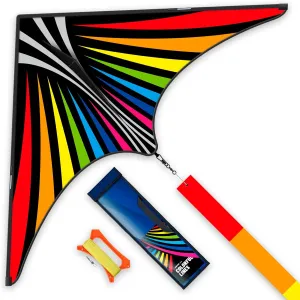 Outdoor Toys Large Triangle Kite ，Extremely Easy to Fly for Beginners，Long Tails with Handle Rainbow Kite Colorful Adults for Kids Rainbow Nylon Present Kites (Colorful Lines)