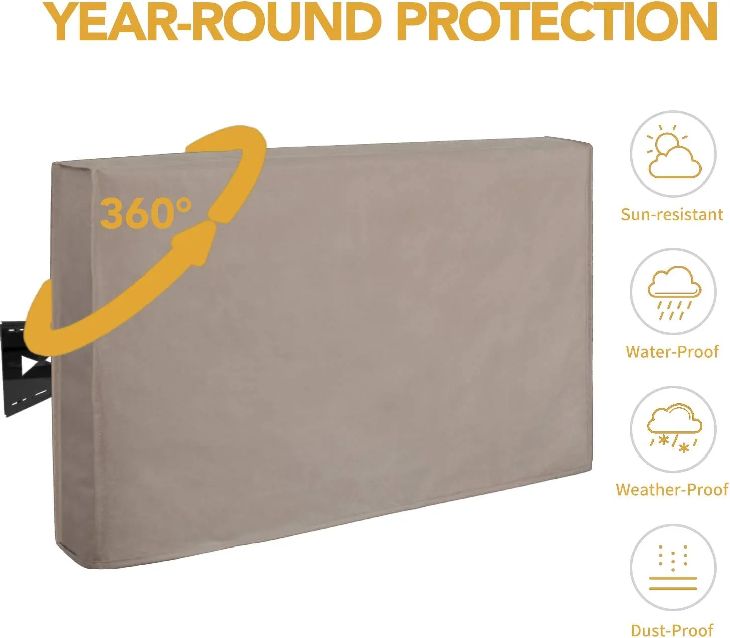 Outdoor TV Cover for 50 to 52 inches LCD, LED, Waterproof, Weatherproof and Dust-Proof TV Screen Protectors with Cleaning Cloth (52 inch,Camel)