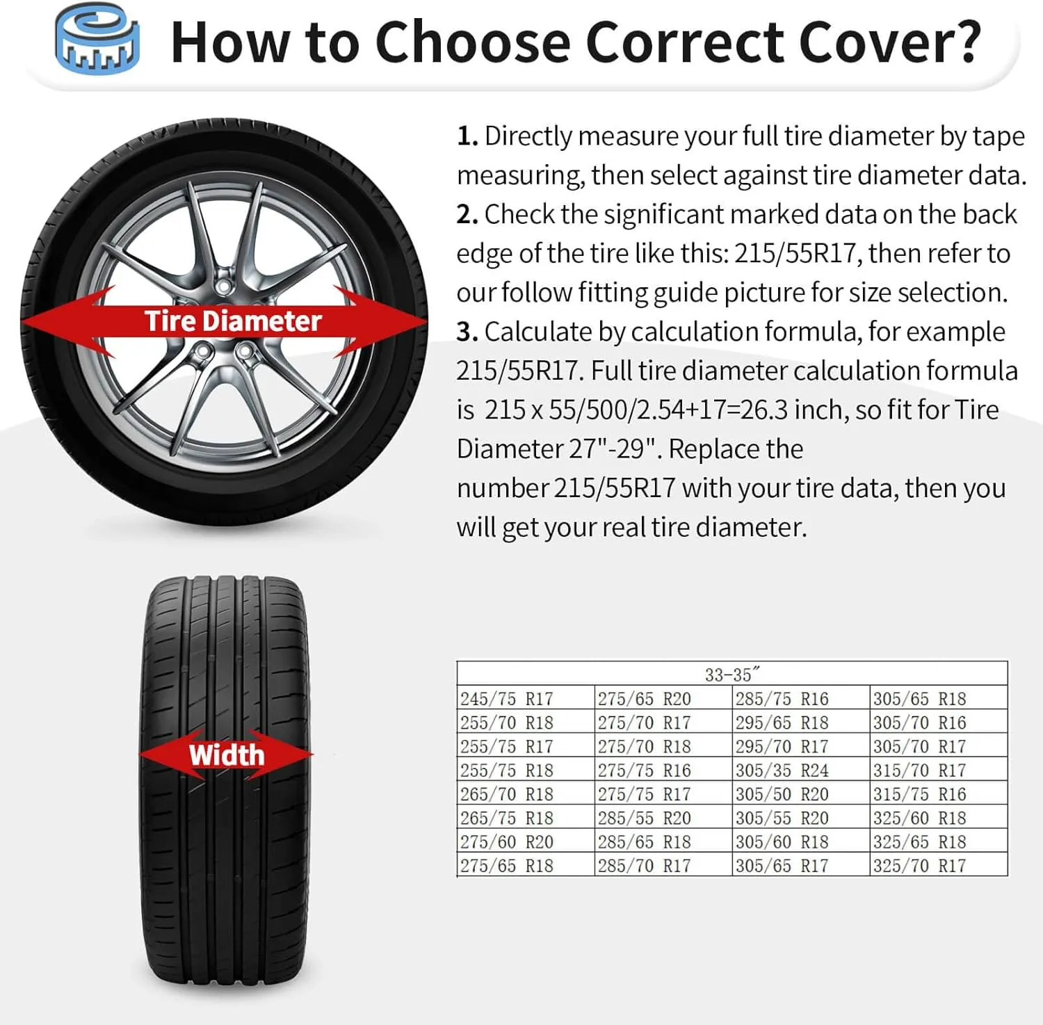 OutdoorLines Waterproof Spare Tire Covers Set of 4, UV-Proof Wheel Covers Windproof Tire Protector for RV, Jeep, Trailers, Camper, Van and Truck, Universal Fits Diameters 33"-35", Gray