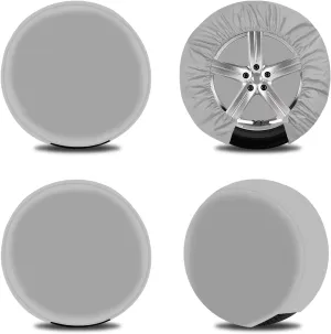 OutdoorLines Waterproof Spare Tire Covers Set of 4, UV-Proof Wheel Covers Windproof Tire Protector for RV, Jeep, Trailers, Camper, Van and Truck, Universal Fits Diameters 33"-35", Gray