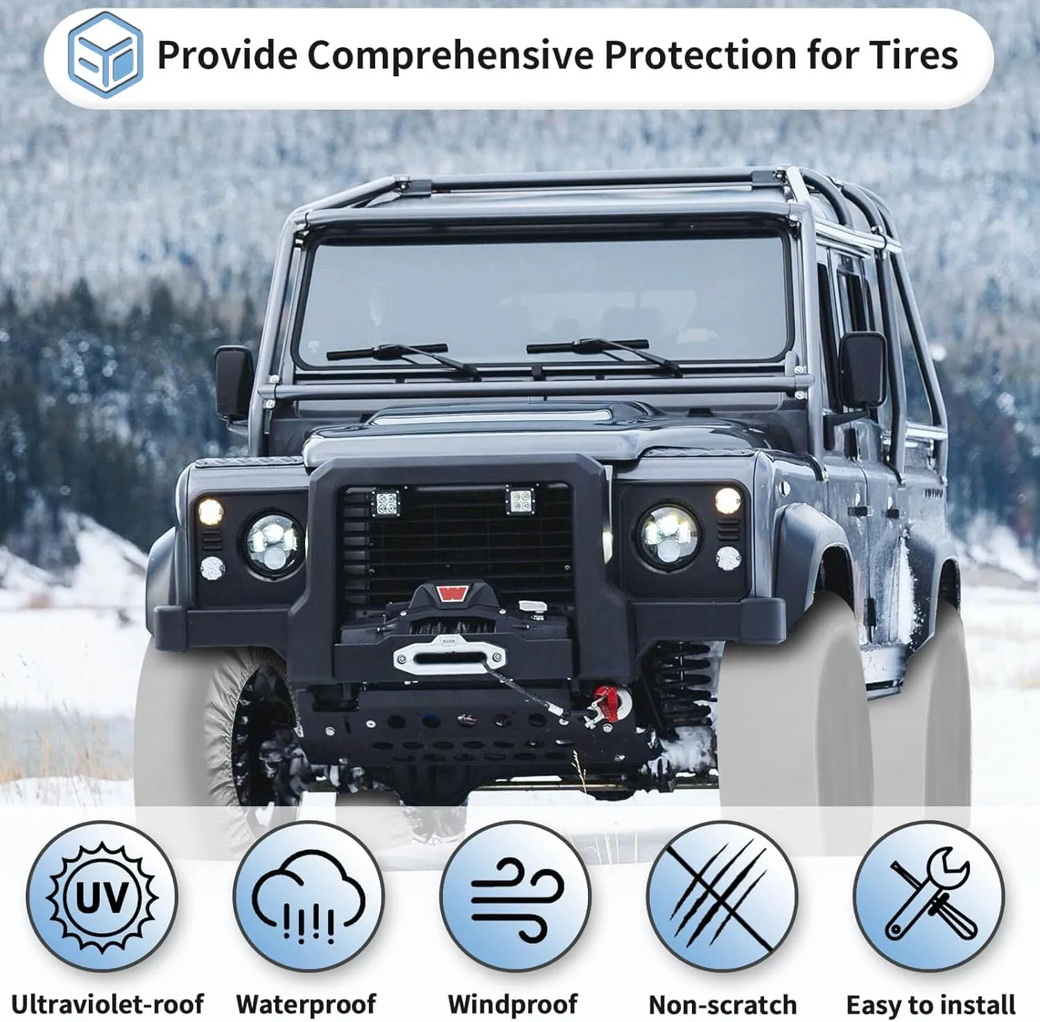 OutdoorLines Waterproof Spare Tire Covers Set of 4, UV-Proof Wheel Covers Windproof Tire Protector for RV, Jeep, Trailers, Camper, Van and Truck, Universal Fits Diameters 33"-35", Gray