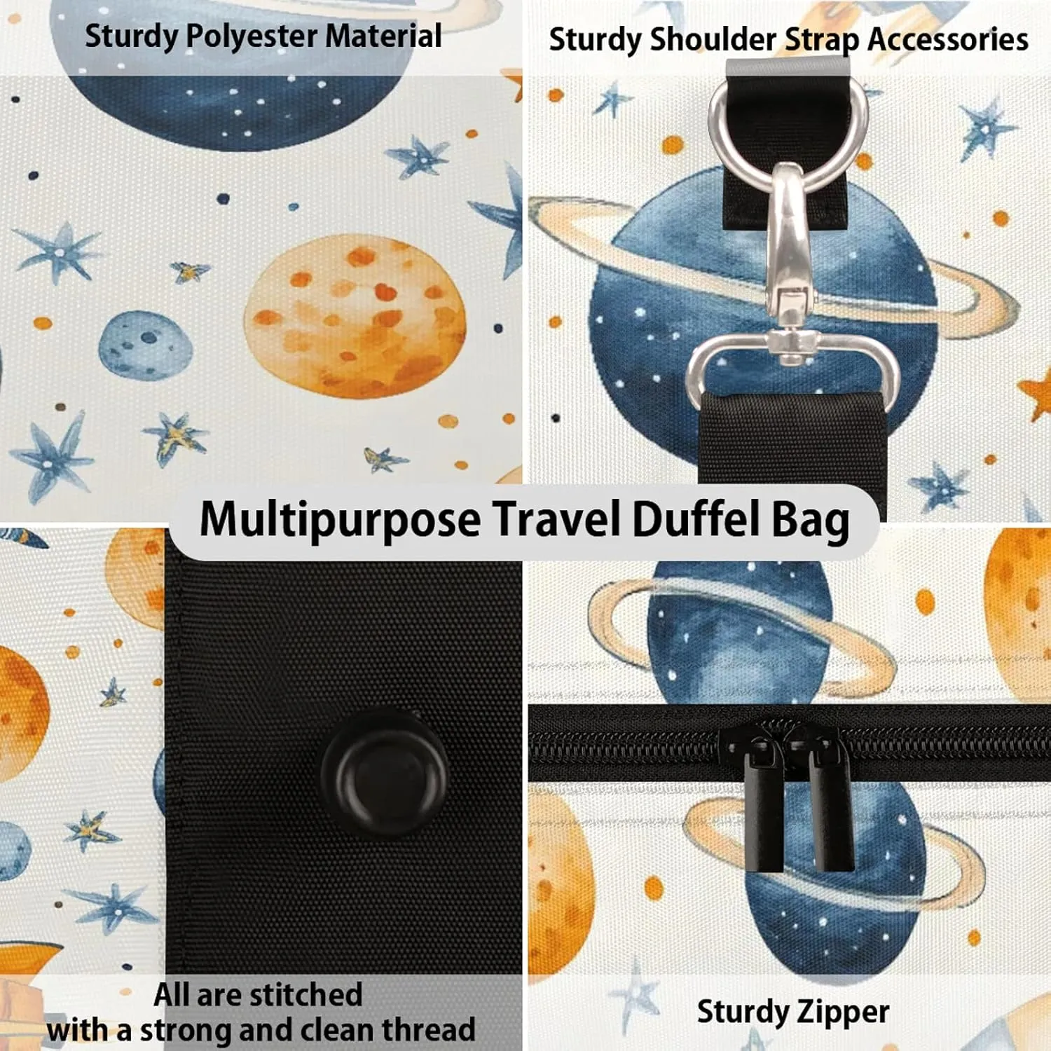 Outer Space Duffle Bag for Travel, Overnight Weekend Gym Carry On Luggage Bag, Nebula Universe Planet Travel Duffel Bag for Men Women
