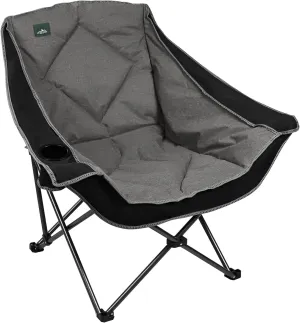 Oversized Foldable Camping Chair, Outdoor Padded Lawn Chair w/Cup Holder,Carry Bag for Beach, Hiking, and Picnics,Heavy-Duty 300-lbs Capacity, Purple