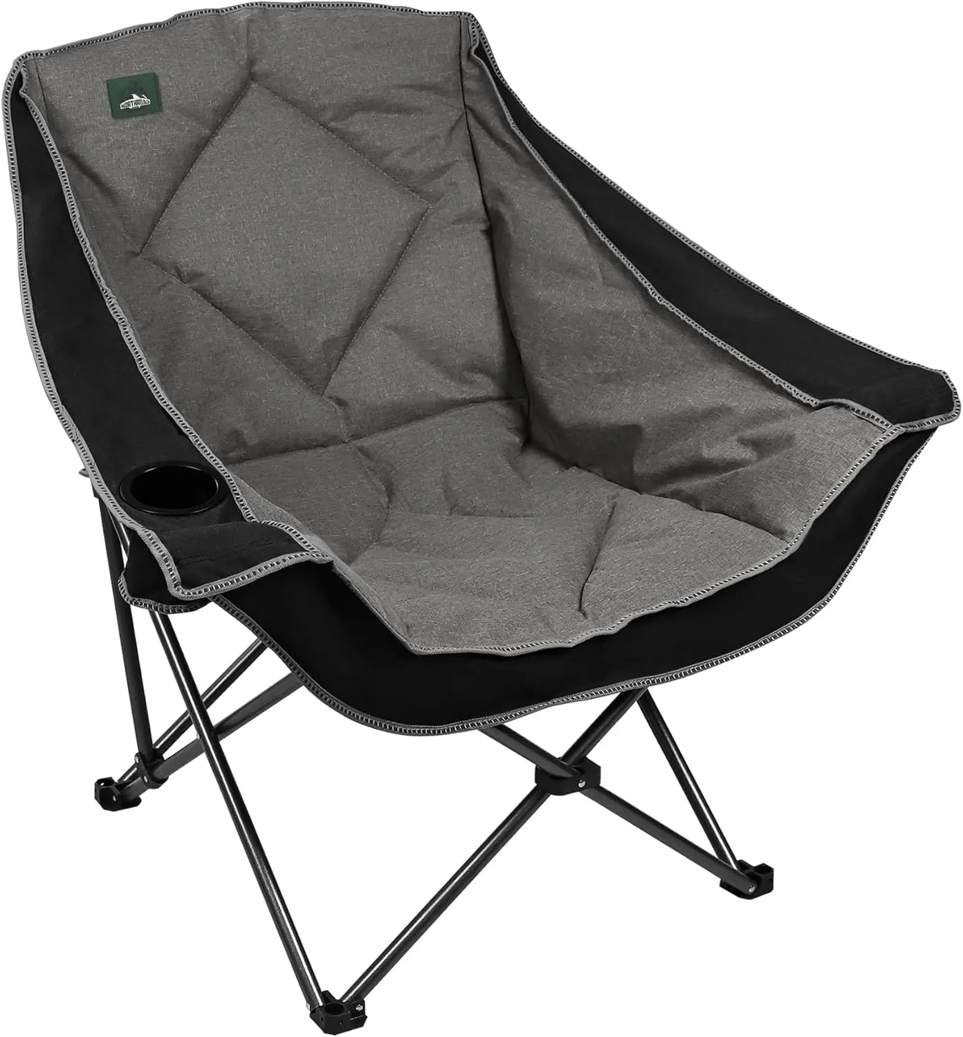 Oversized Foldable Camping Chair, Outdoor Padded Lawn Chair w/Cup Holder,Carry Bag for Beach, Hiking, and Picnics,Heavy-Duty 300-lbs Capacity, Purple