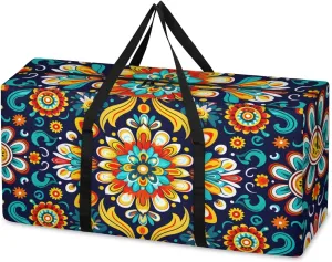 Oversized Moving Bags Colorful Floral Boho Waterproof Storage Totes Large Storage Bags for Clothes Packing Bags for Moving Travel & Clothes Storage