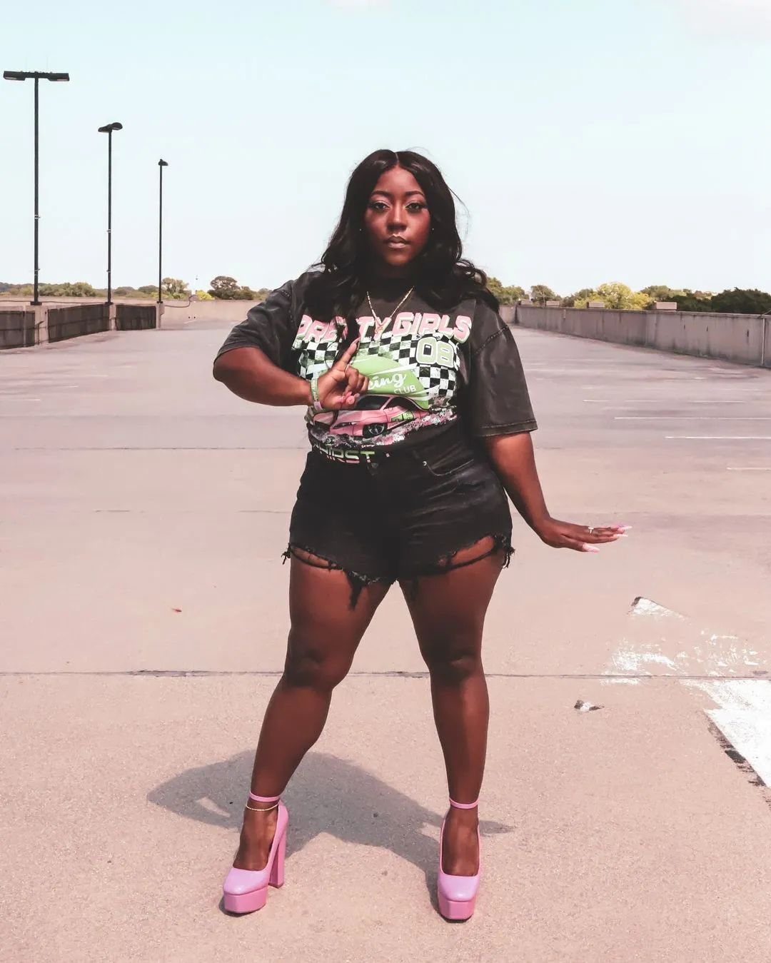 Oversized Vintage Racing Tee - Pretty Girls