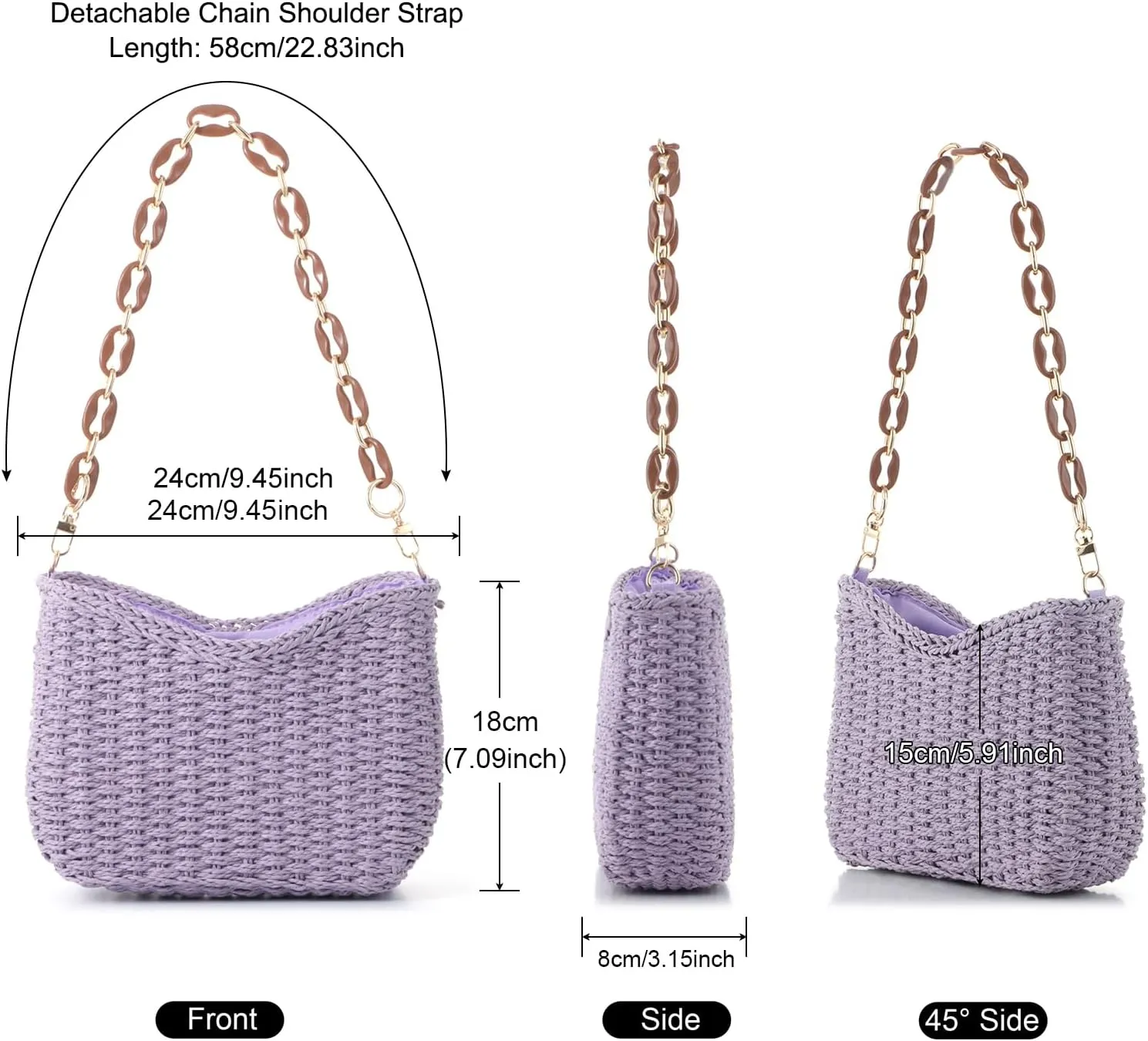 Ovida Straw Shoulder Bag for Women Summer Straw Woven Beach Bag Small Straw Clutch Handbag Phone Wallet Purse