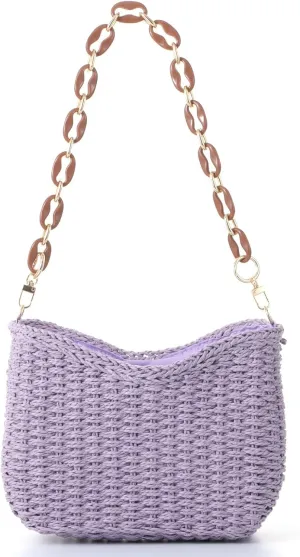 Ovida Straw Shoulder Bag for Women Summer Straw Woven Beach Bag Small Straw Clutch Handbag Phone Wallet Purse