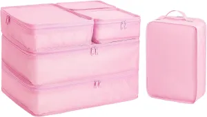 Packing cubes for Travel, CALACH Luggage Organizer Bags 6 Set Packing Cubes for Suitcases Travel Essentials for Carry on Mesh Suitcase Organizer with Shoe Bag (pink)