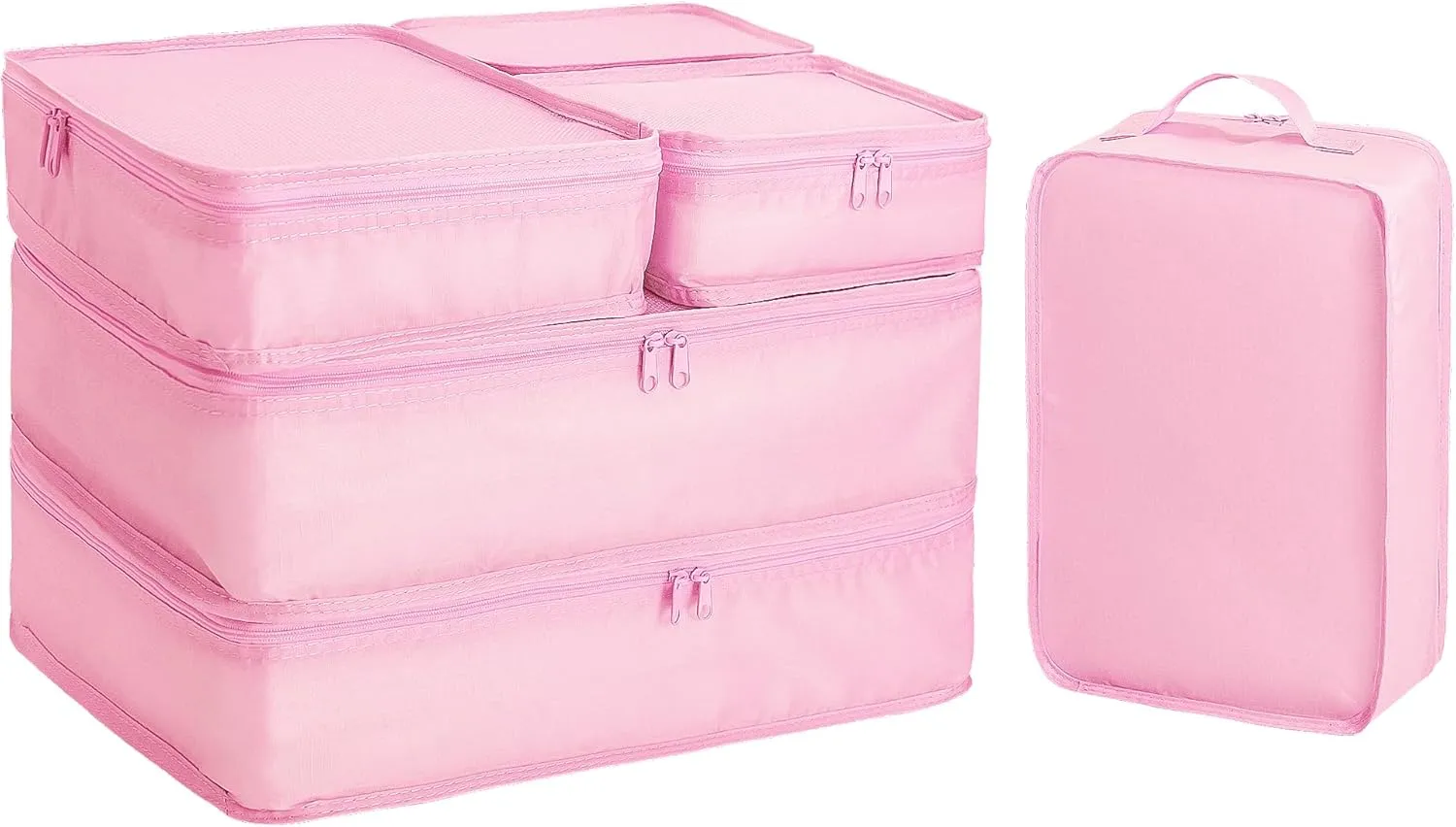 Packing cubes for Travel, CALACH Luggage Organizer Bags 6 Set Packing Cubes for Suitcases Travel Essentials for Carry on Mesh Suitcase Organizer with Shoe Bag (pink)