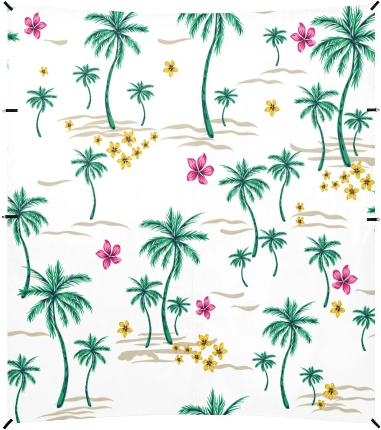 Palm Tree with Small Flower Beach Tent Camping Sun Shelters Portable Outdoor Canopy Sun Shade for Camping Trips Fishing Backyard Fun or Picnics Easy Setup with Carrying Bag