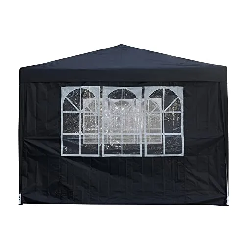 Panana Pop Up Gazebo 10''x10'' Waterproof Outdoor Garden Marquee Awning Party Tent Canopy and Carry Bag 3 X 3m (Black)