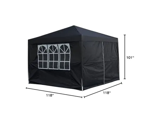 Panana Pop Up Gazebo 10''x10'' Waterproof Outdoor Garden Marquee Awning Party Tent Canopy and Carry Bag 3 X 3m (Black)