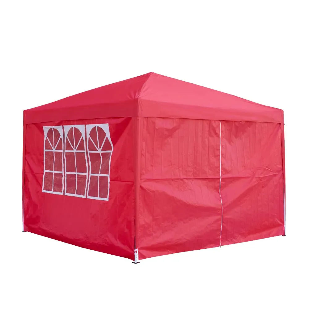 Panana Pop Up Gazebo 10''x10'' Waterproof Outdoor Garden Marquee Awning Party Tent Canopy and Carry Bag 3 X 3m(Red)