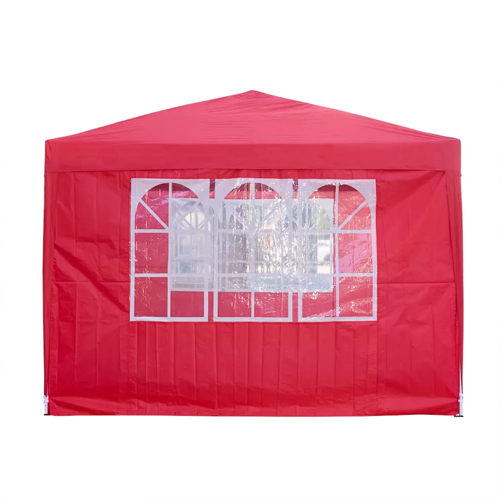 Panana Pop Up Gazebo 10''x10'' Waterproof Outdoor Garden Marquee Awning Party Tent Canopy and Carry Bag 3 X 3m(Red)