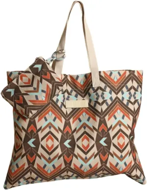 Panhandle Printed Bag with Woven Strap - Taupe