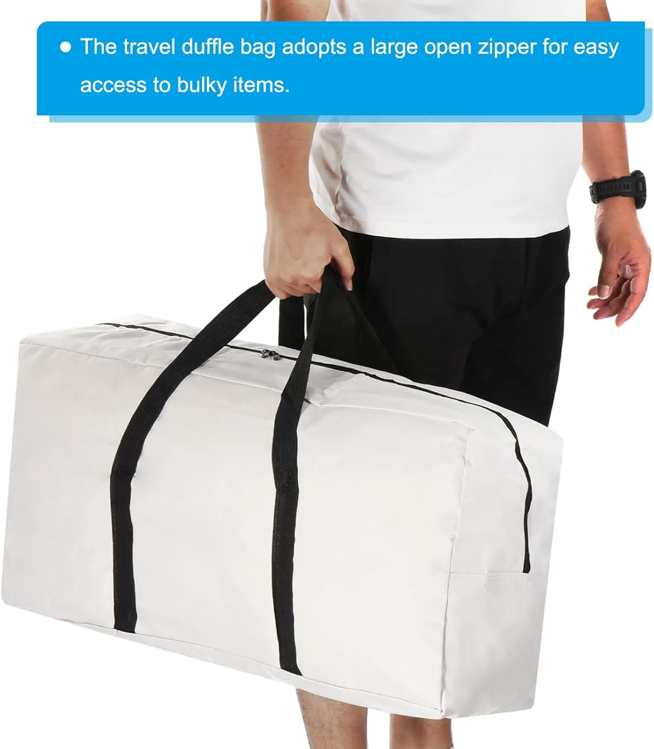 PATIKIL 26" Camp Chair Replacement Bag, Large Storage Duffle Bag Waterproof Moving Bag with Zipper Foldable Canvas Tote Bag for Travel Camping, Beige (26"x13.7"x7.8")